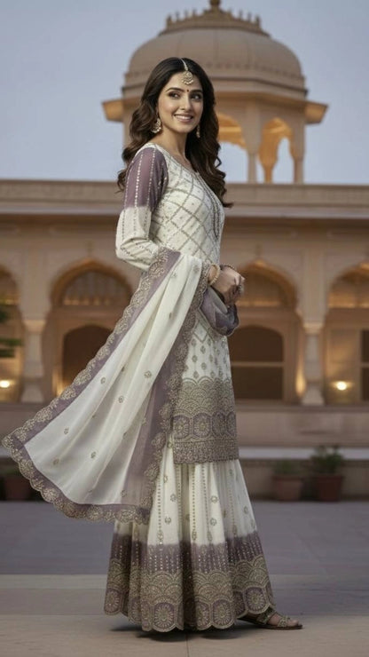 PREMIUM EMBROIDERED SHARARA SUIT SET WITH DUPATTA | FESTIVE & WEDDING WEAR | GEELAN FASHION SURAT
