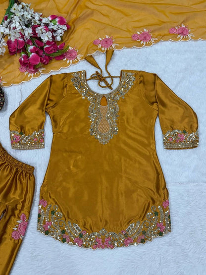 PREMIUM WHITE PINK EMBROIDERED FARSHI SUIT SET WITH DUPATTA | WHOLESALE AT GEELAN FASHION SURAT