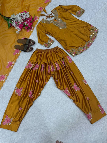 PREMIUM WHITE PINK EMBROIDERED FARSHI SUIT SET WITH DUPATTA | WHOLESALE AT GEELAN FASHION SURAT
