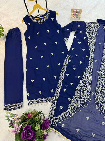 WE ARE LAUNCHING NEW SUPERHIT TRENDING FESTIVE COLLECTION GOWN, KOTI & DUPATTA SET WITH EMBROIDERY WORK & CRYSTAL SEQUENCE WORK