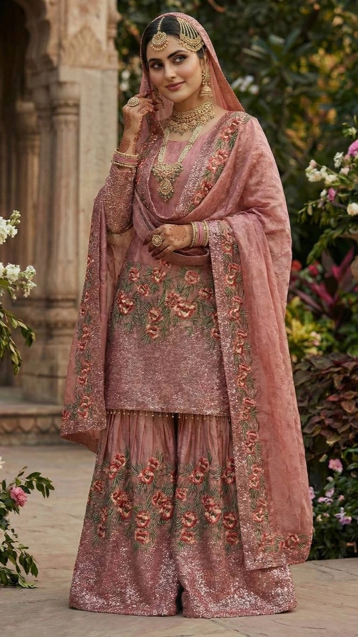 PARTY WEAR SHARARA GHARARA WHOLESALE SUIT AT GEELAN FASHION SURAT WEDDING GHARARA SUIT
