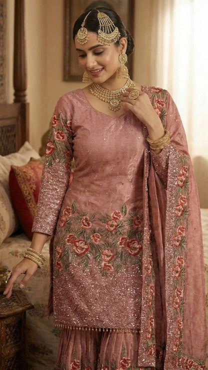 PARTY WEAR SHARARA GHARARA WHOLESALE SUIT AT GEELAN FASHION SURAT WEDDING GHARARA SUIT