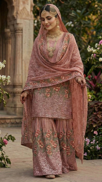 PARTY WEAR SHARARA GHARARA WHOLESALE SUIT AT GEELAN FASHION SURAT WEDDING GHARARA SUIT