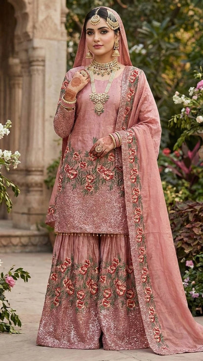 PARTY WEAR SHARARA GHARARA WHOLESALE SUIT AT GEELAN FASHION SURAT WEDDING GHARARA SUIT