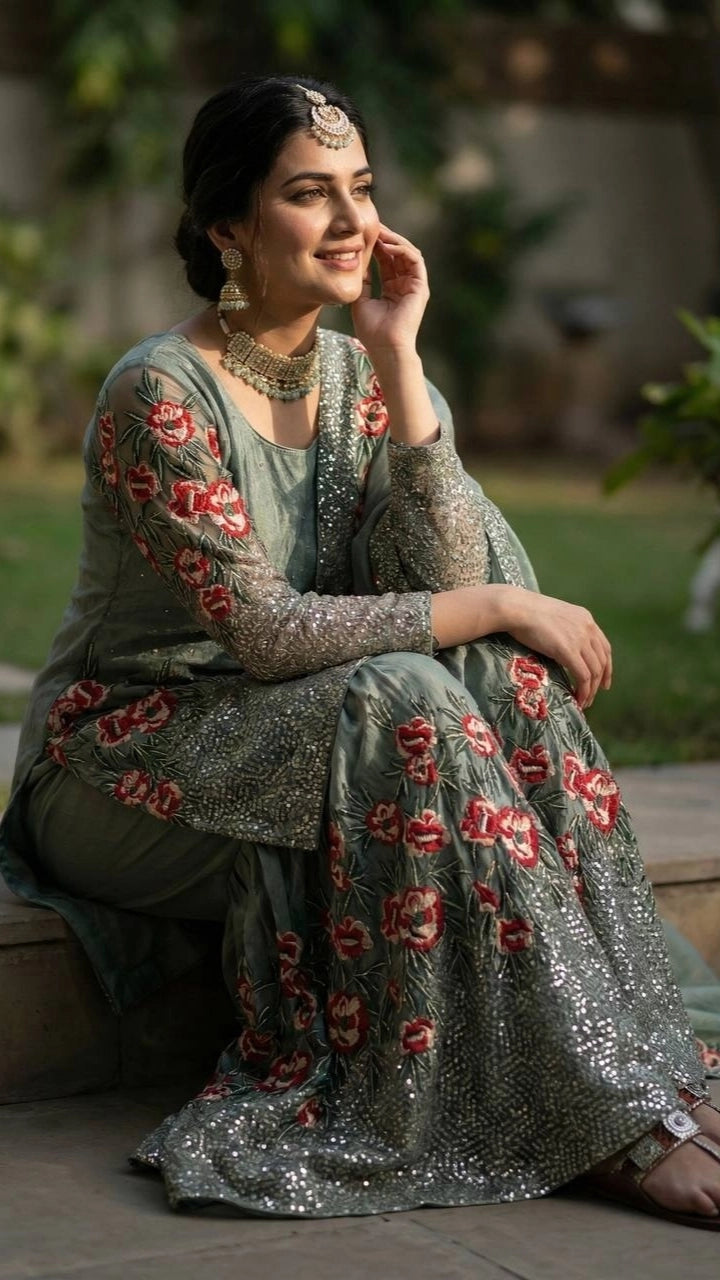 PARTY WEAR SHARARA GHARARA WHOLESALE SUIT AT GEELAN FASHION SURAT WEDDING GHARARA SUIT