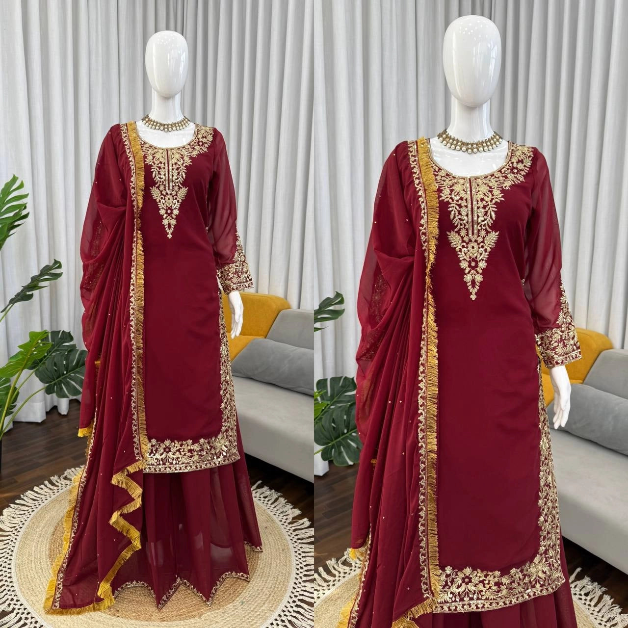 VIRAL PAKISTANI TRENDING COLLECTION BLACK AND MAROON WHOLESALE RATE AT GEELAN FASHION SURAT