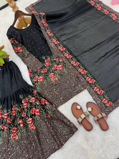 PARTY WEAR SHARARA GHARARA WHOLESALE SUIT AT GEELAN FASHION SURAT WEDDING GHARARA SUIT