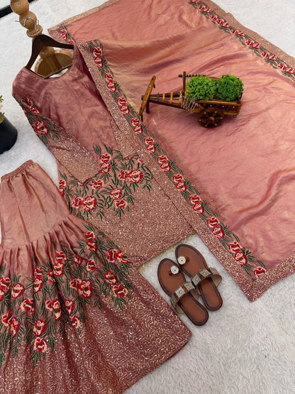 PARTY WEAR SHARARA GHARARA WHOLESALE SUIT AT GEELAN FASHION SURAT WEDDING GHARARA SUIT