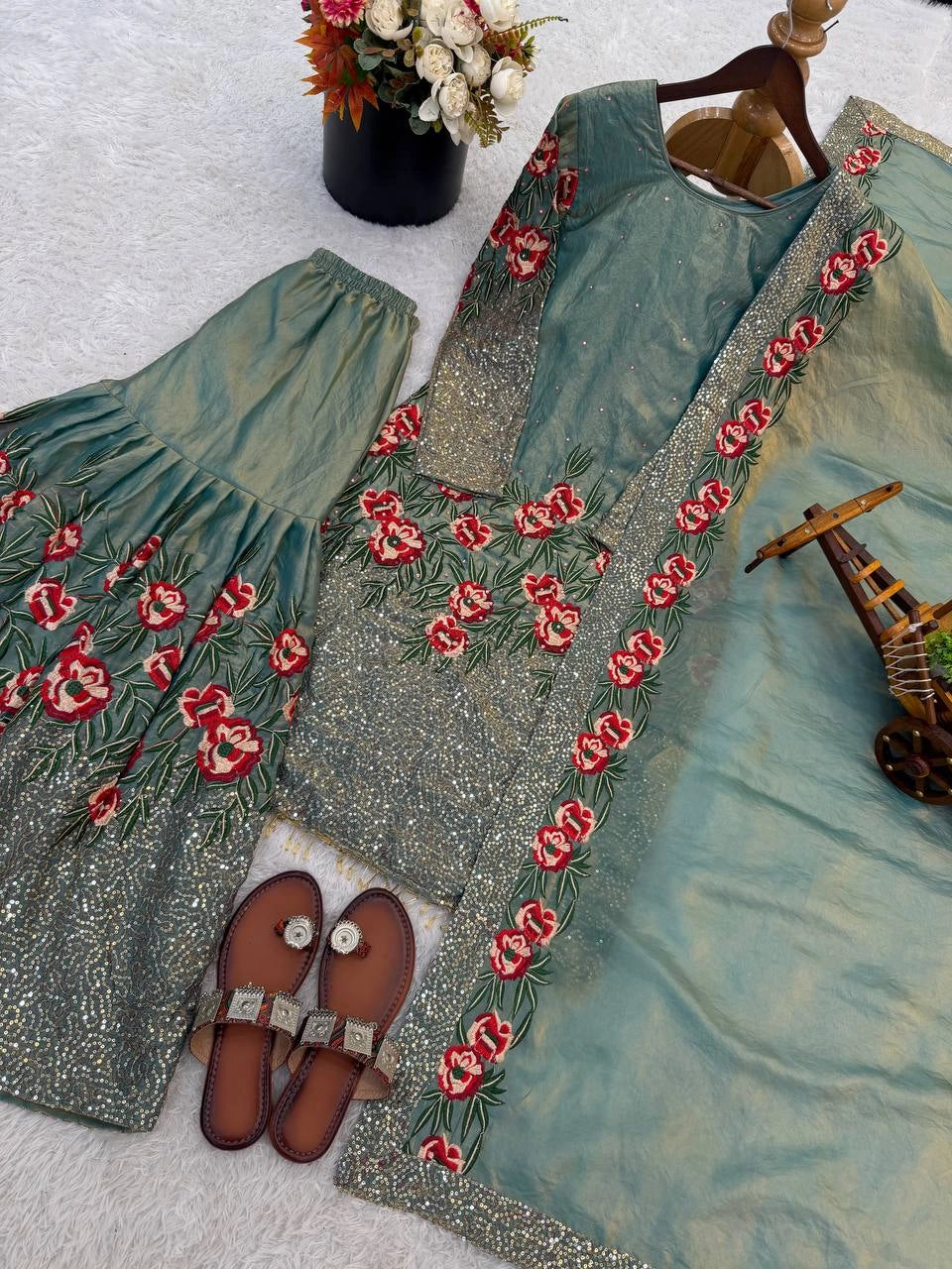 PARTY WEAR SHARARA GHARARA WHOLESALE SUIT AT GEELAN FASHION SURAT WEDDING GHARARA SUIT