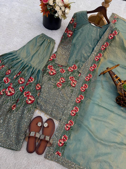 PARTY WEAR SHARARA GHARARA WHOLESALE SUIT AT GEELAN FASHION SURAT WEDDING GHARARA SUIT