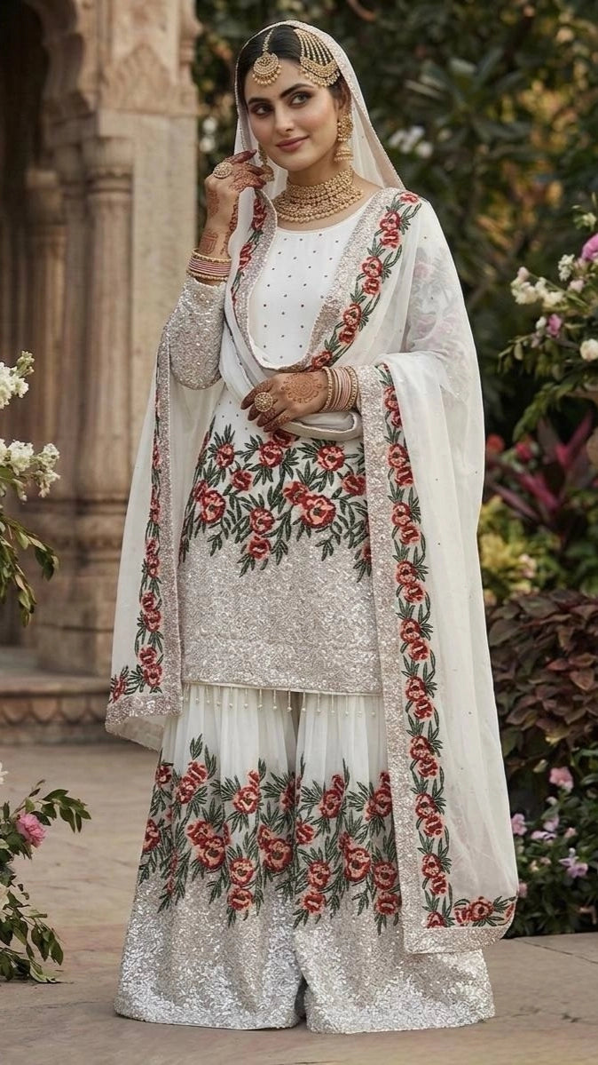 PARTY WEAR SHARARA GHARARA WHOLESALE SUIT AT GEELAN FASHION SURAT WEDDING GHARARA SUIT