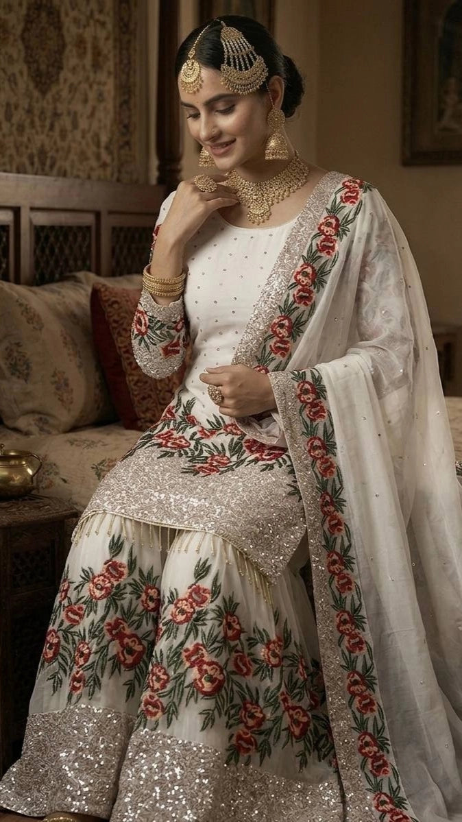PARTY WEAR SHARARA GHARARA WHOLESALE SUIT AT GEELAN FASHION SURAT WEDDING GHARARA SUIT