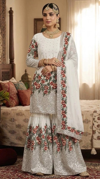 PARTY WEAR SHARARA GHARARA WHOLESALE SUIT AT GEELAN FASHION SURAT WEDDING GHARARA SUIT