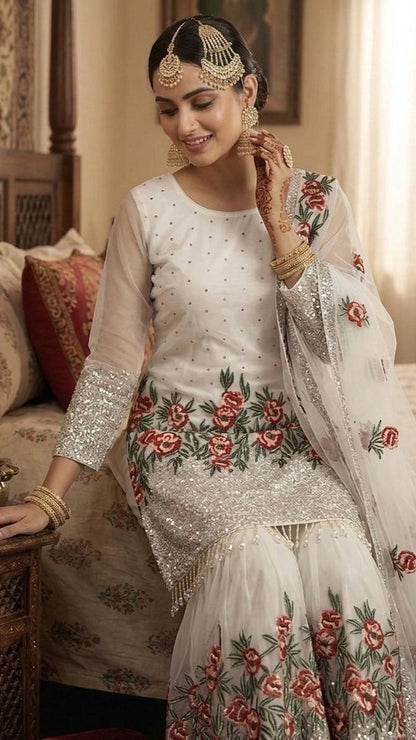 PARTY WEAR SHARARA GHARARA WHOLESALE SUIT AT GEELAN FASHION SURAT WEDDING GHARARA SUIT