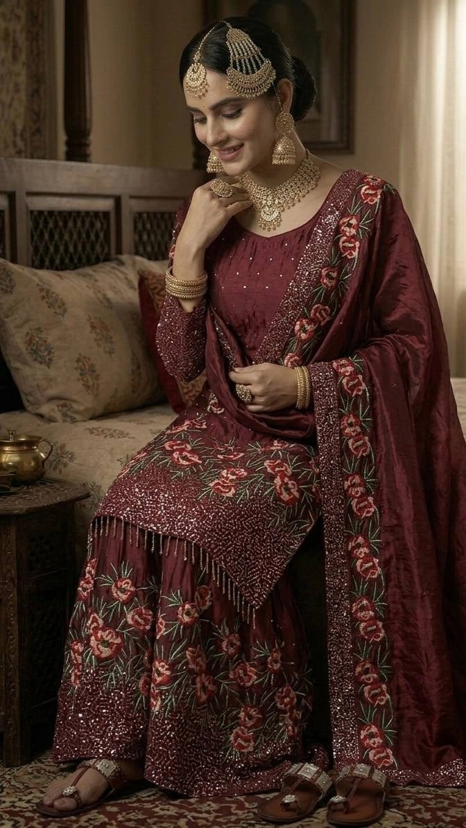 PARTY WEAR SHARARA GHARARA WHOLESALE SUIT AT GEELAN FASHION SURAT WEDDING GHARARA SUIT