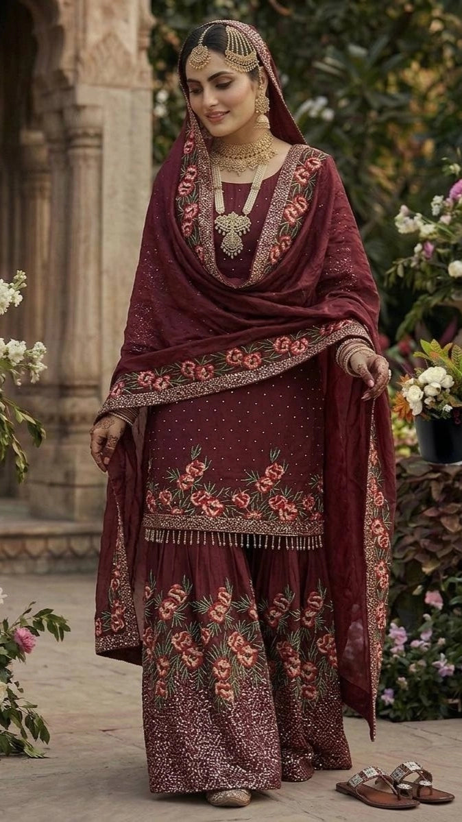PARTY WEAR SHARARA GHARARA WHOLESALE SUIT AT GEELAN FASHION SURAT WEDDING GHARARA SUIT