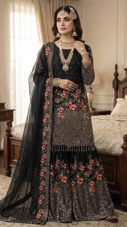 PARTY WEAR SHARARA GHARARA WHOLESALE SUIT AT GEELAN FASHION SURAT WEDDING GHARARA SUIT