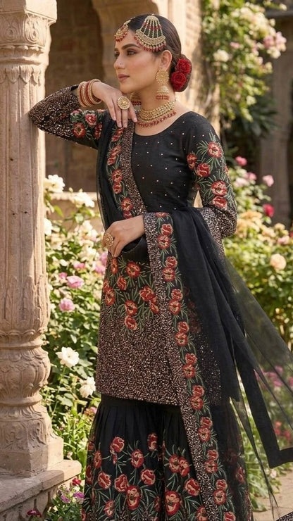 PARTY WEAR SHARARA GHARARA WHOLESALE SUIT AT GEELAN FASHION SURAT WEDDING GHARARA SUIT