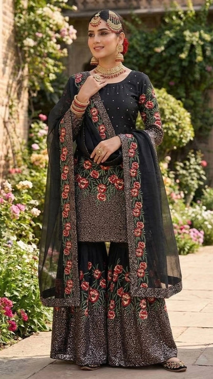 PARTY WEAR SHARARA GHARARA WHOLESALE SUIT AT GEELAN FASHION SURAT WEDDING GHARARA SUIT