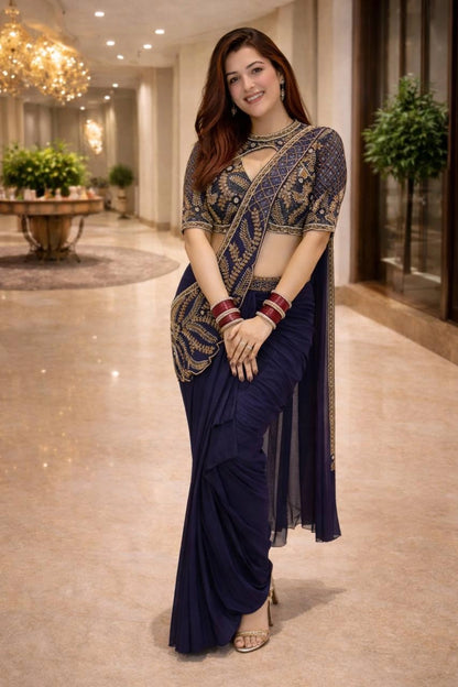 DHOTI STYLE READY MADE SAREE WHOLESALE PRICE AT GELLAN FASHION SURAT WEDDING COLLECTION PARTY WEAR SAREE
