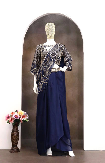 DHOTI STYLE READY MADE SAREE WHOLESALE PRICE AT GELLAN FASHION SURAT WEDDING COLLECTION PARTY WEAR SAREE