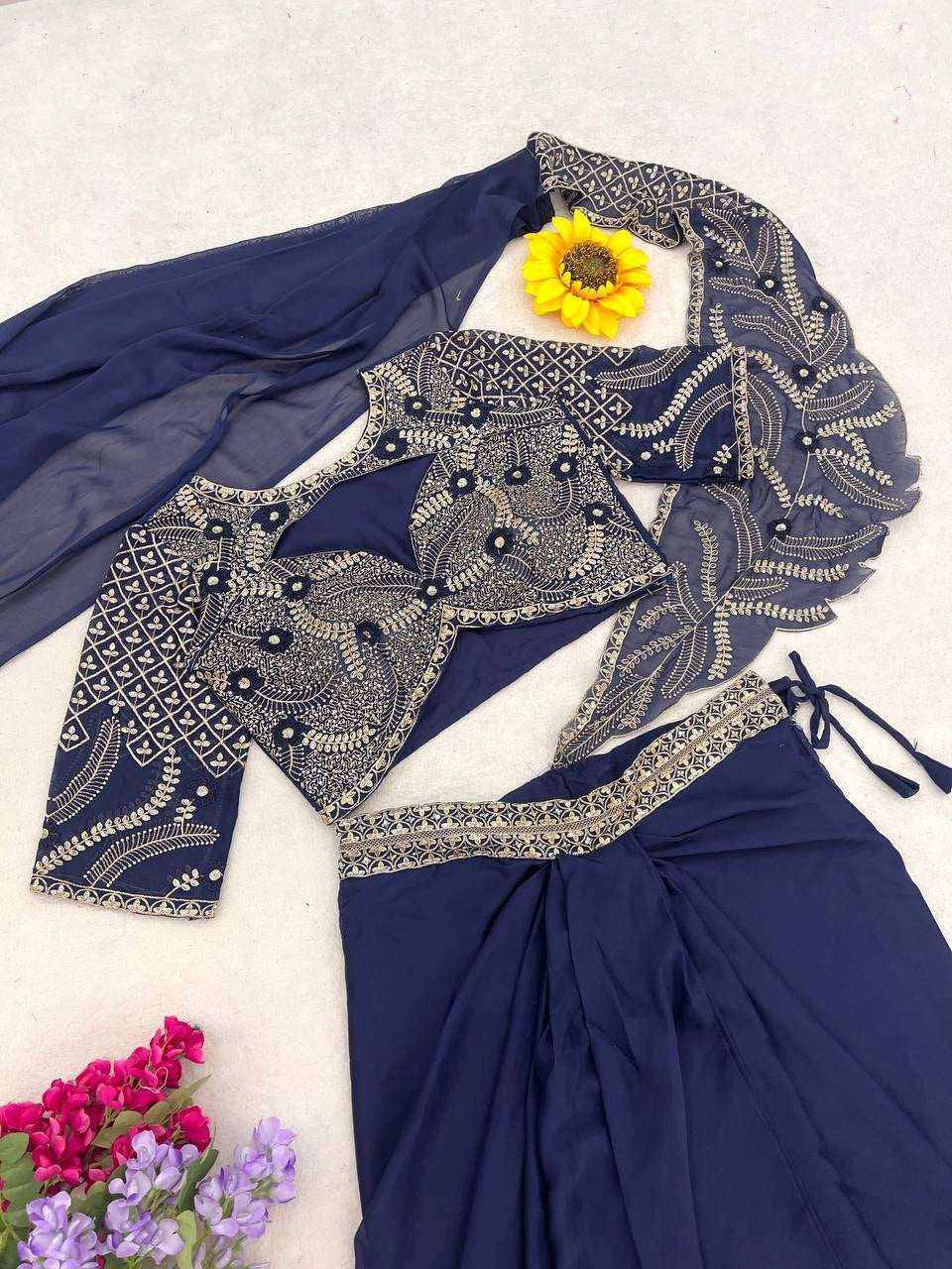 DHOTI STYLE READY MADE SAREE WHOLESALE PRICE AT GELLAN FASHION SURAT WEDDING COLLECTION PARTY WEAR SAREE