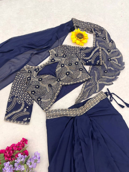 DHOTI STYLE READY MADE SAREE WHOLESALE PRICE AT GELLAN FASHION SURAT WEDDING COLLECTION PARTY WEAR SAREE