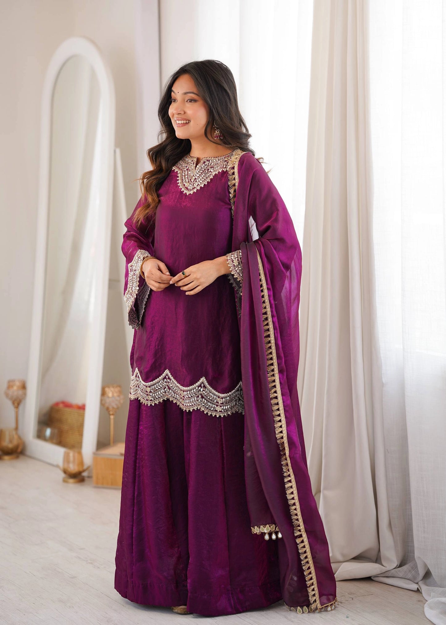 PREMIUM PURPLE FESTIVE WEAR PAKISTANI SUIT WITH HEAVY NECK EMBROIDERY