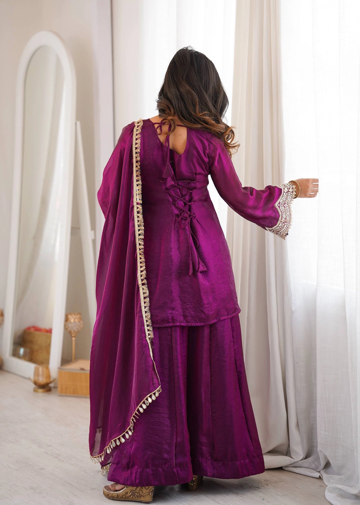 PREMIUM PURPLE FESTIVE WEAR PAKISTANI SUIT WITH HEAVY NECK EMBROIDERY