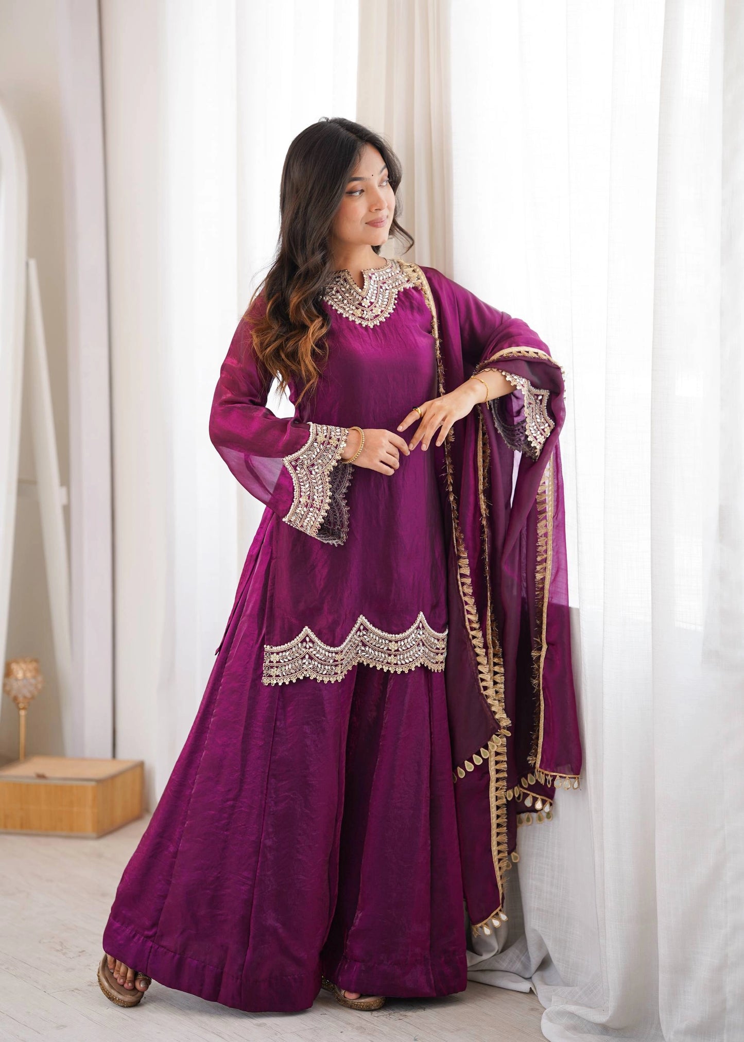 PREMIUM PURPLE FESTIVE WEAR PAKISTANI SUIT WITH HEAVY NECK EMBROIDERY