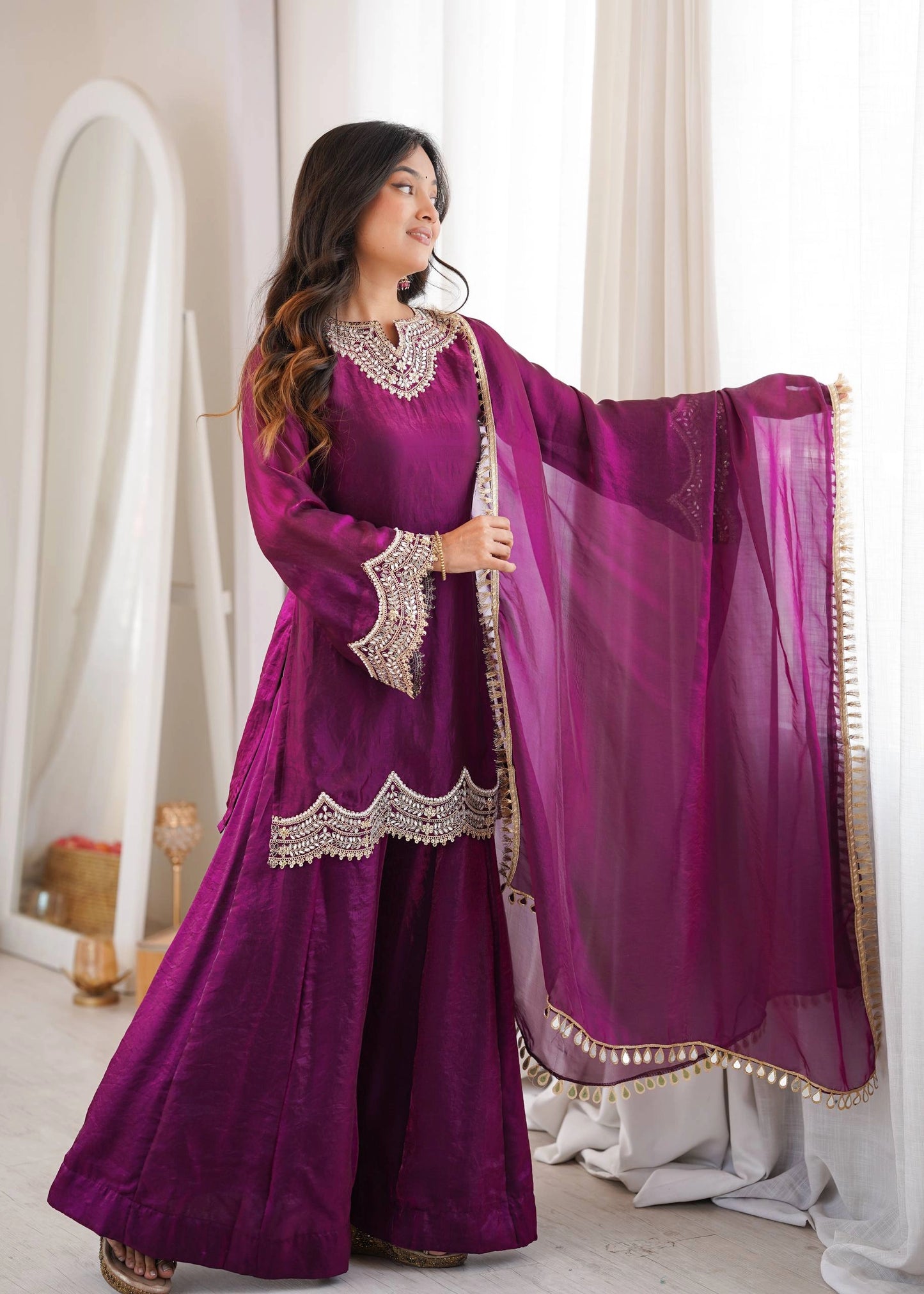 PREMIUM PURPLE FESTIVE WEAR PAKISTANI SUIT WITH HEAVY NECK EMBROIDERY
