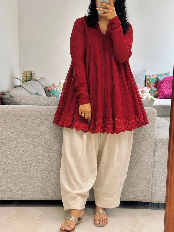 PARTY WEAR FESTIVAL SPECIAL NEW DESIGNER HEAVY MAL CHANDERI TOP PLAZZO SUIT SET*