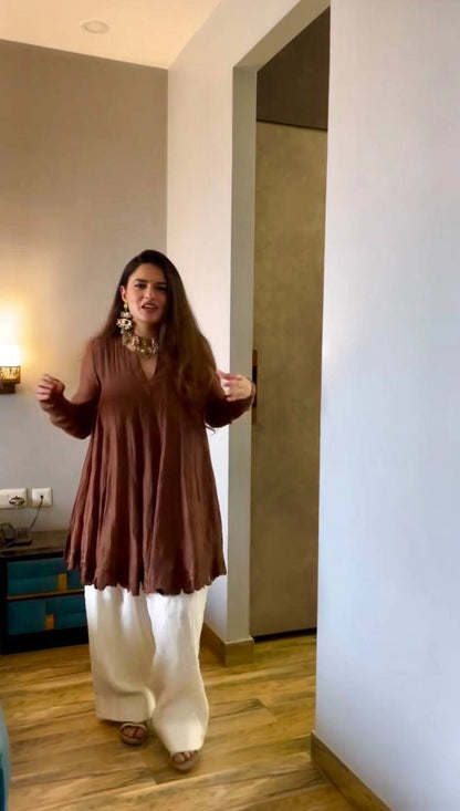 PARTY WEAR FESTIVAL SPECIAL NEW DESIGNER HEAVY MAL CHANDERI TOP PLAZZO SUIT SET*