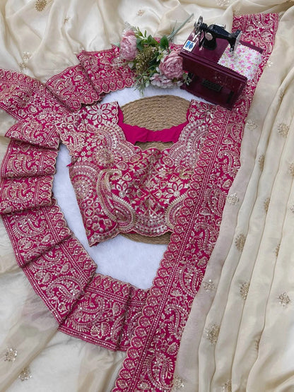 BEAUTIFUL PREMIUM SOFT ORGANZA SILK SAREE WITH SEQUENCE AND DORI EMBROIDERY WHOLESALE PRICE AT GEELAN FASHION SURAT