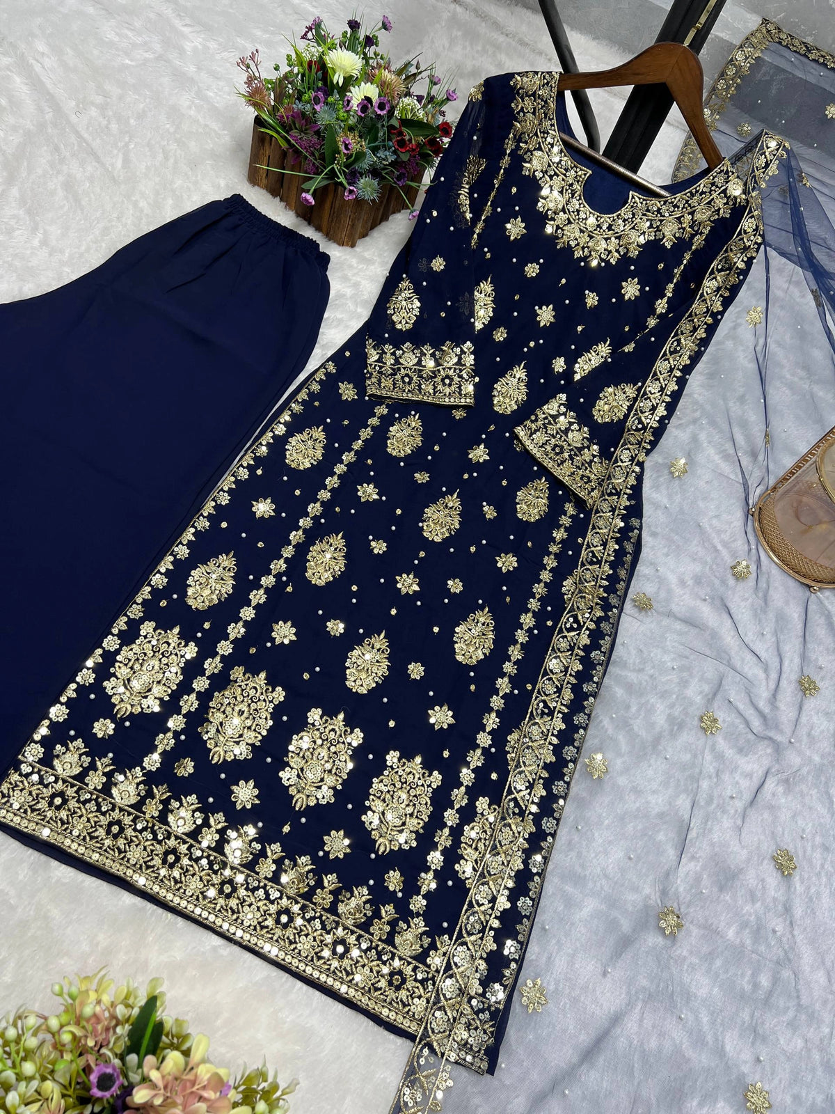 PRESENTING 3 PIECE STYLISH KURTI DUPATTA WITH BEAUTIFUL PLAZZO WHOLESALE PRICE AT GEELAN FASHION SURAT