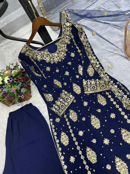 PRESENTING 3 PIECE STYLISH KURTI DUPATTA WITH BEAUTIFUL PLAZZO WHOLESALE PRICE AT GEELAN FASHION SURAT