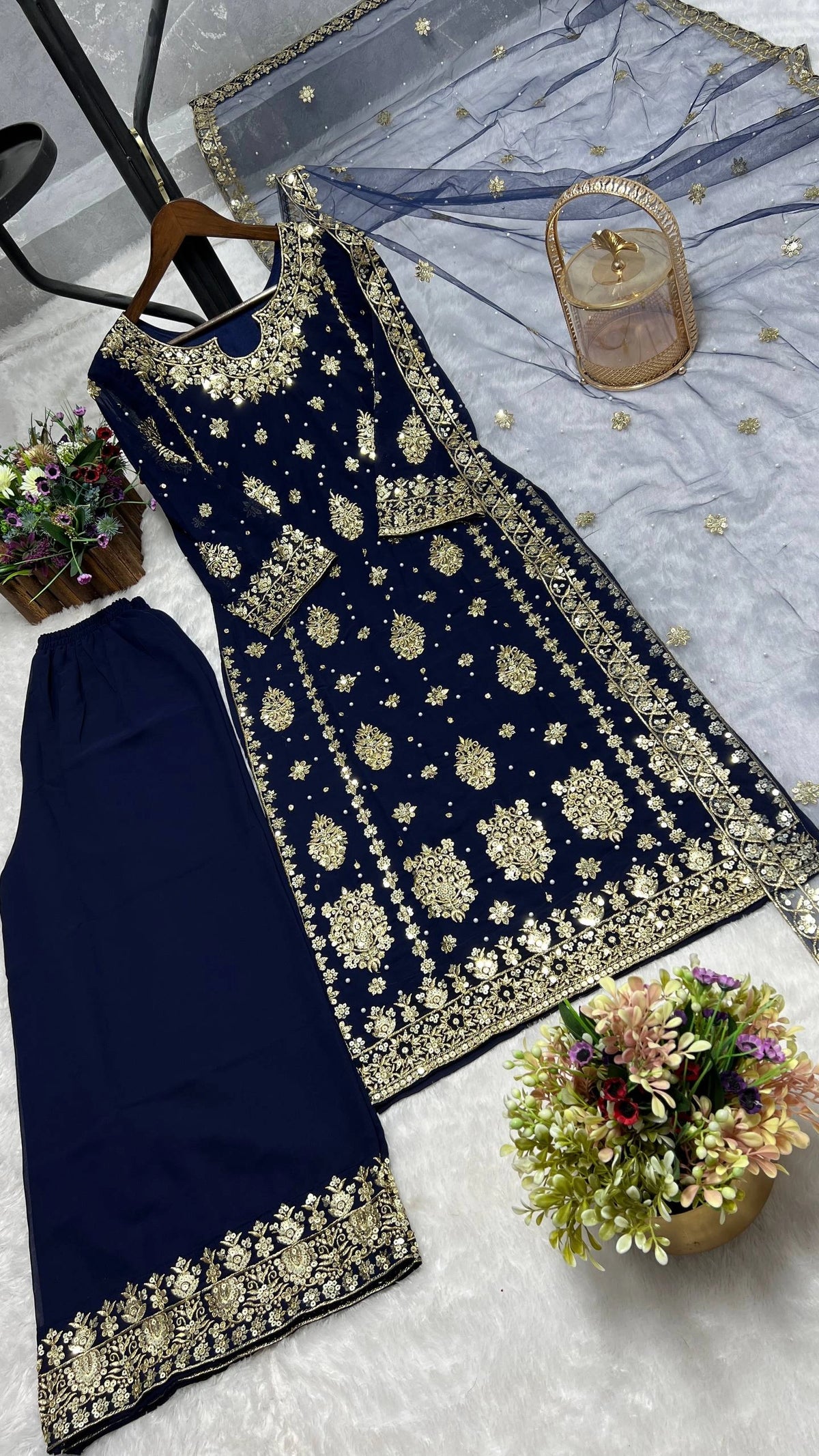 PRESENTING 3 PIECE STYLISH KURTI DUPATTA WITH BEAUTIFUL PLAZZO WHOLESALE PRICE AT GEELAN FASHION SURAT