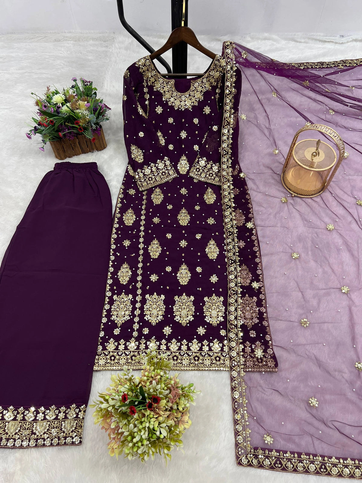 PRESENTING 3 PIECE STYLISH KURTI DUPATTA WITH BEAUTIFUL PLAZZO WHOLESALE PRICE AT GEELAN FASHION SURAT