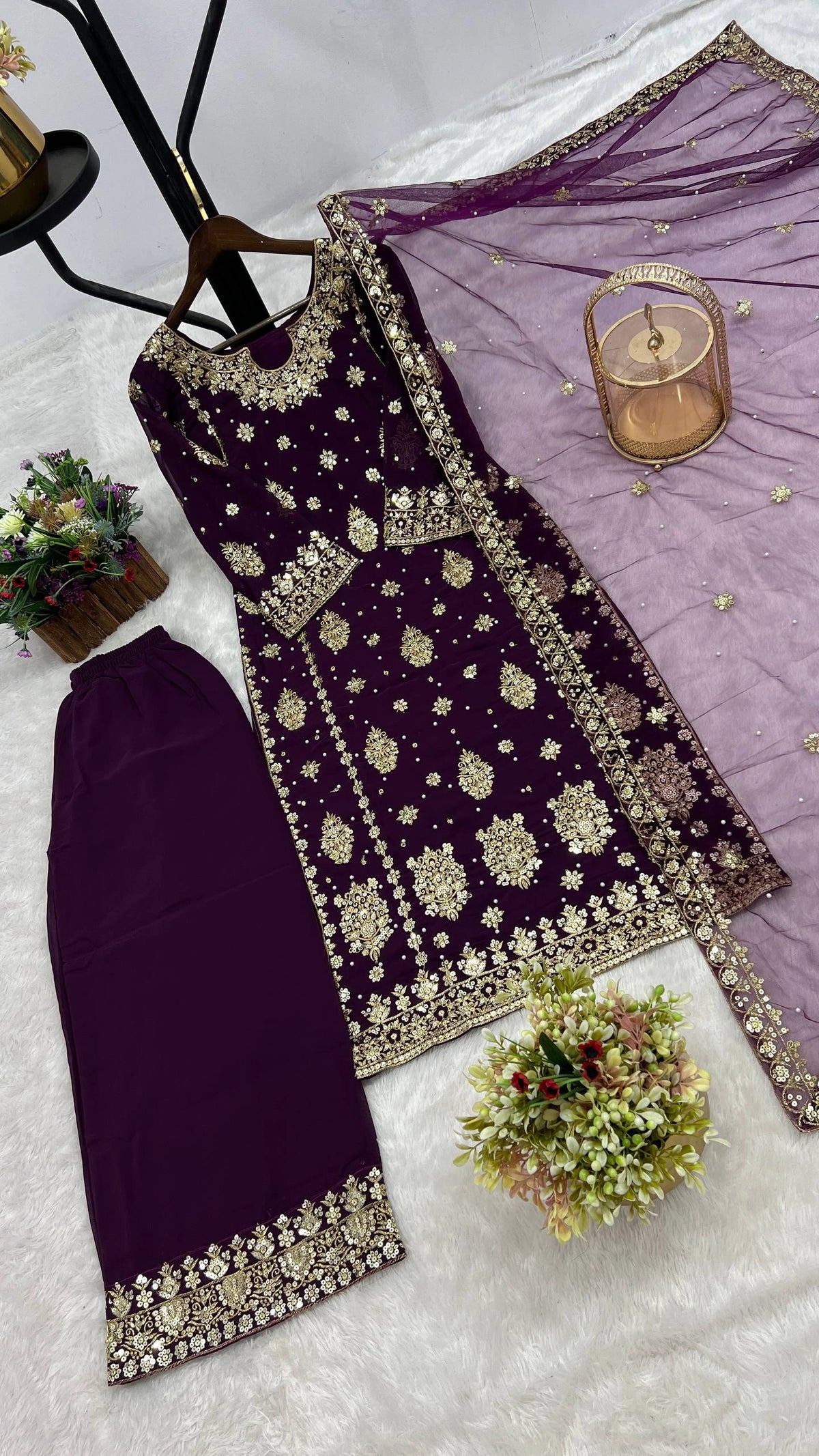 PRESENTING 3 PIECE STYLISH KURTI DUPATTA WITH BEAUTIFUL PLAZZO WHOLESALE PRICE AT GEELAN FASHION SURAT