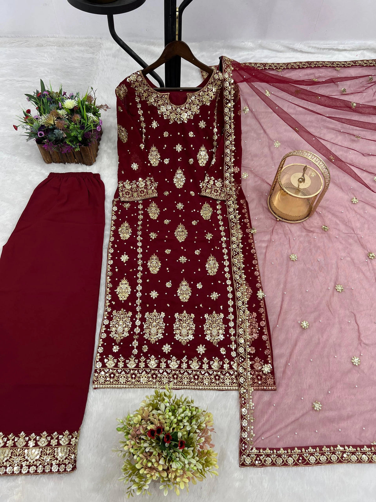 PRESENTING 3 PIECE STYLISH KURTI DUPATTA WITH BEAUTIFUL PLAZZO WHOLESALE PRICE AT GEELAN FASHION SURAT