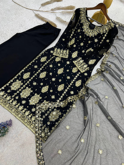 PRESENTING 3 PIECE STYLISH KURTI DUPATTA WITH BEAUTIFUL PLAZZO WHOLESALE PRICE AT GEELAN FASHION SURAT