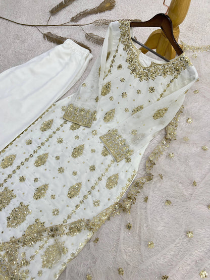 PRESENTING 3 PIECE STYLISH KURTI DUPATTA WITH BEAUTIFUL PLAZZO WHOLESALE PRICE AT GEELAN FASHION SURAT