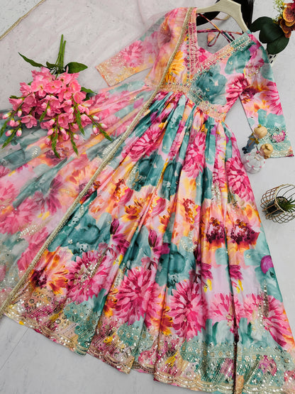 TRADITIONAL SILK SUIT WITH MIRROR WORK AT GEELAN FASHION SURAT