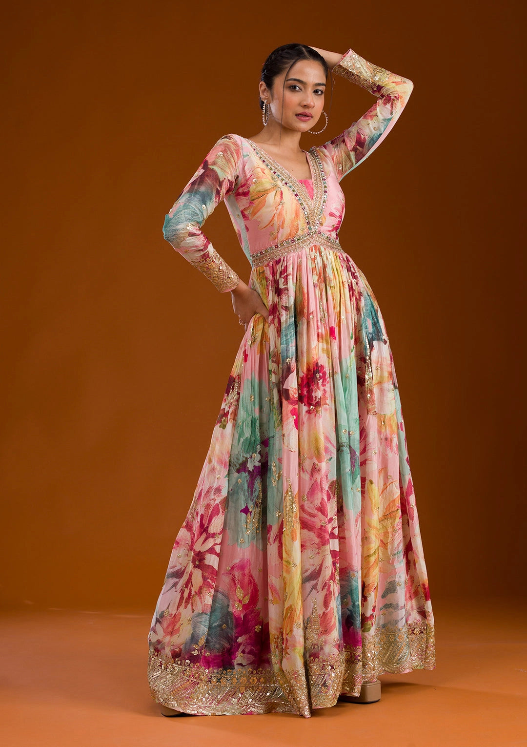 TRADITIONAL SILK SUIT WITH MIRROR WORK AT GEELAN FASHION SURAT