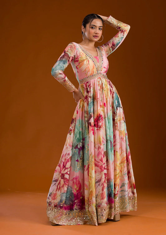 TRADITIONAL SILK SUIT WITH MIRROR WORK AT GEELAN FASHION SURAT