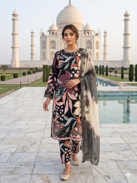 THIS SUMMER SEASON WEAR OUR BEAUTIFUL & COLOUR FULL WITH EMBROIDERED CUTWORKED TOP, PANT WITH DUPATTA WHOLESALE GEELAN FASHION SURAT