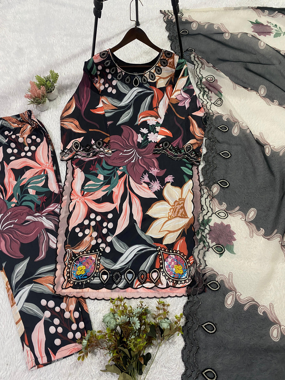 THIS SUMMER SEASON WEAR OUR BEAUTIFUL & COLOUR FULL WITH EMBROIDERED CUTWORKED TOP, PANT WITH DUPATTA WHOLESALE GEELAN FASHION SURAT