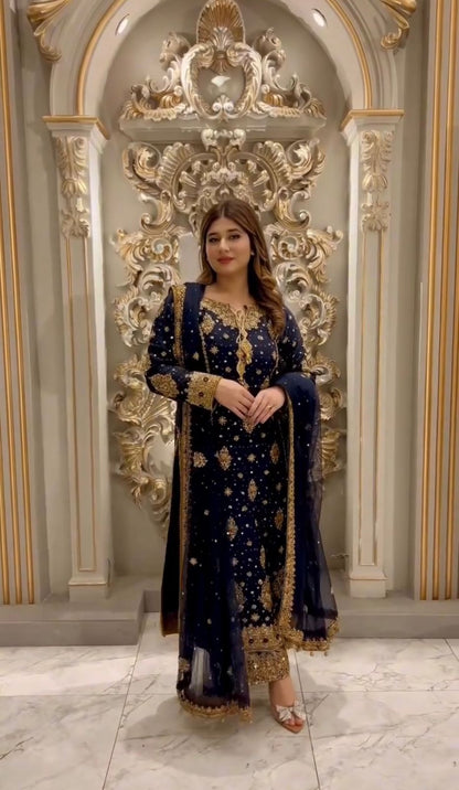 3 PIECE STYLISH KURTI DUPATTA WITH BEAUTIFUL PLAZZO WHOLESALE GEELAN FASHION SURAT