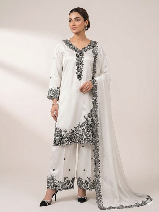 THIS EID 🌙 WEAR OUR SEQUENCE EMBROIDERY WORKED TOP, PLAZZO WITH DUPATTA WHOLESALE GEELAN FASHION SURAT