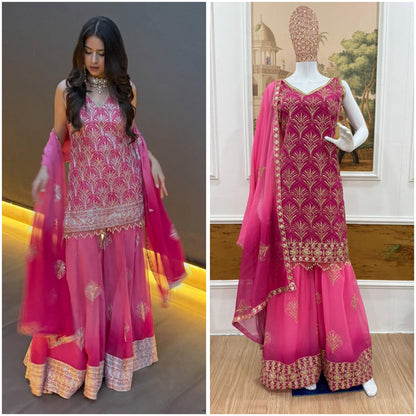 3 PIECES KURTI, PENT & DUPATTA WITH EMBROIDERY WORK WHOLESALE GEELAN FASHION SURAT